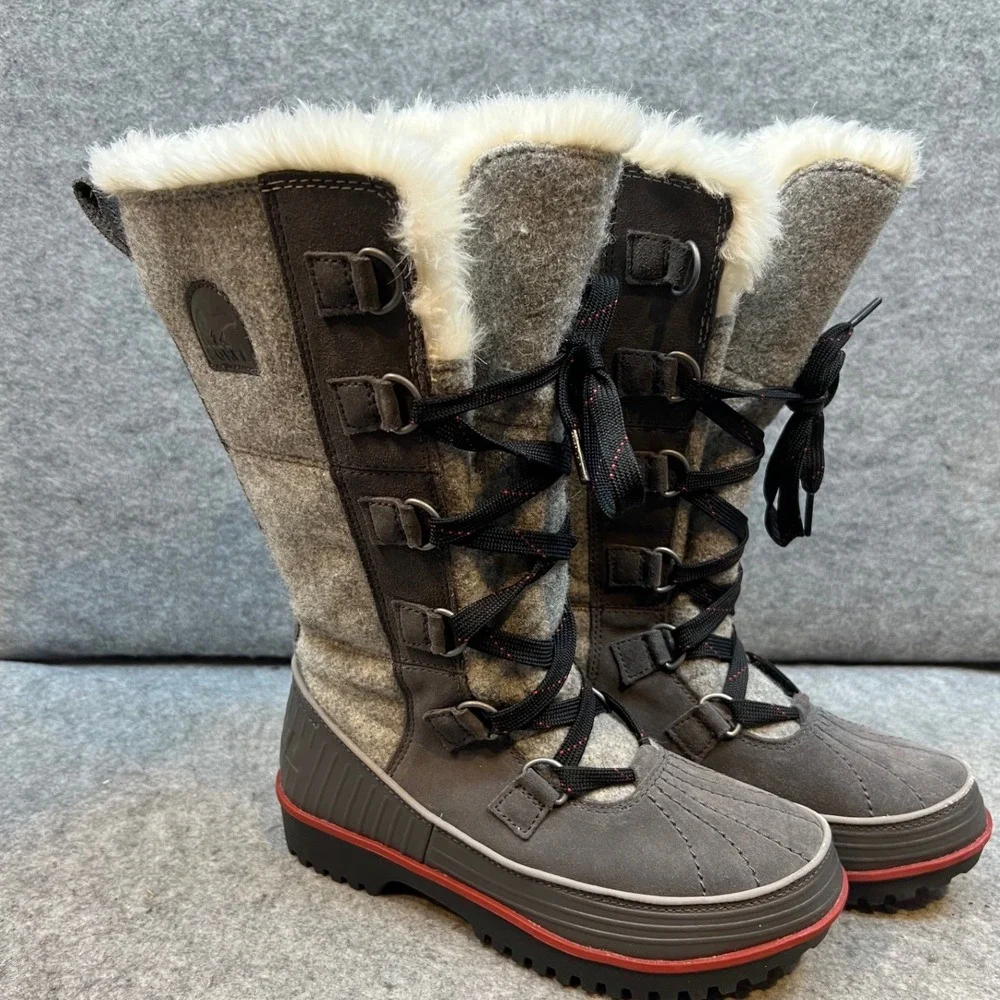Sorel Joan of Arctic Gray Waterproof Winter Snow Boots Tall‎ Lace Up Womens6